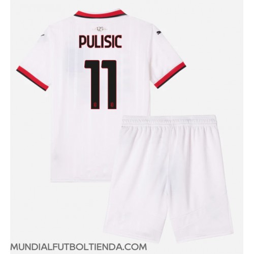 Camiseta AC Milan Christian Pulisic #11 Segunda Equipación Replica 2024-25 para niños mangas cortas (+ Pantalones cortos)